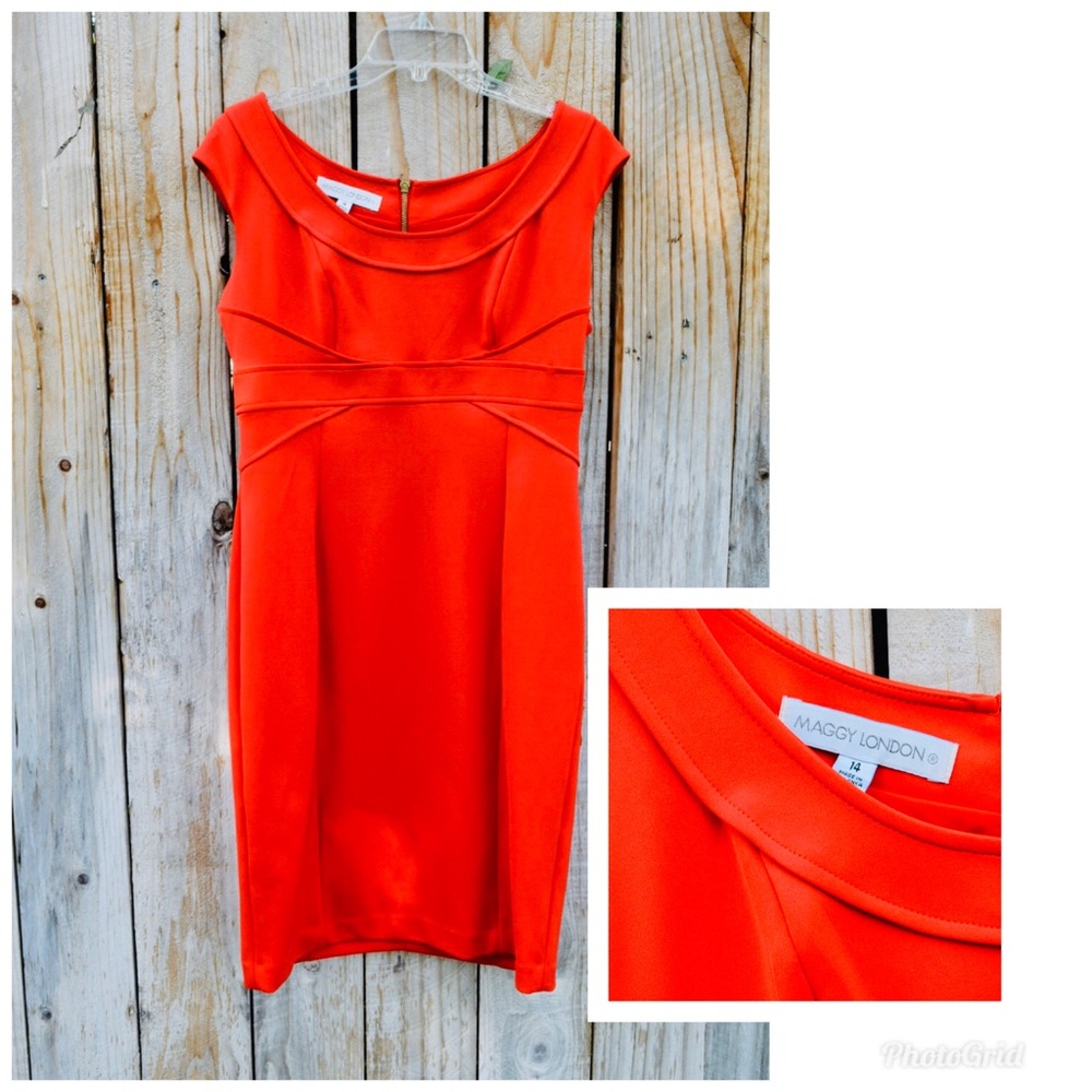 Maggy London Size 14 Red Sheath Dress
